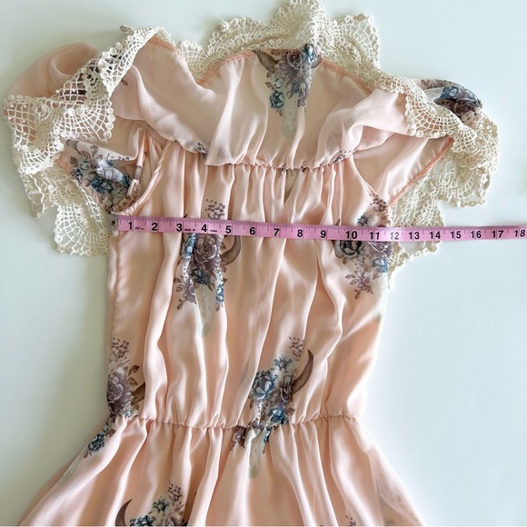 Charlotte Russe Pink Floral Longhorn Skull Midi Dress, Small - Picture 4 of 10